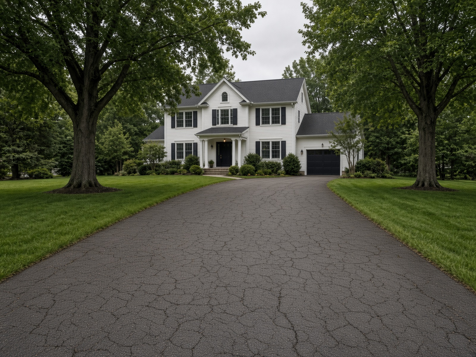 Oxidized gray driveway before sealcoating
